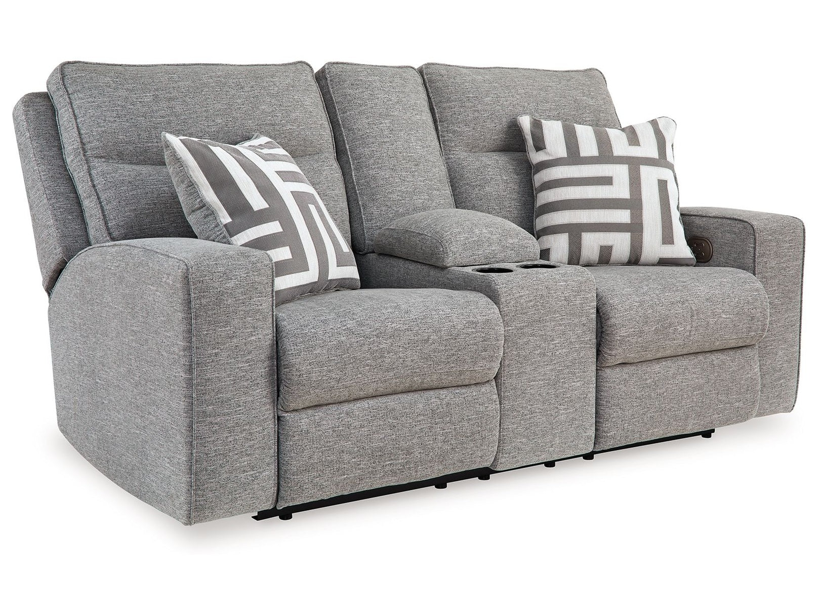 Biscoe - Power Reclining Loveseat With Console /Adj Headrest - Pewter