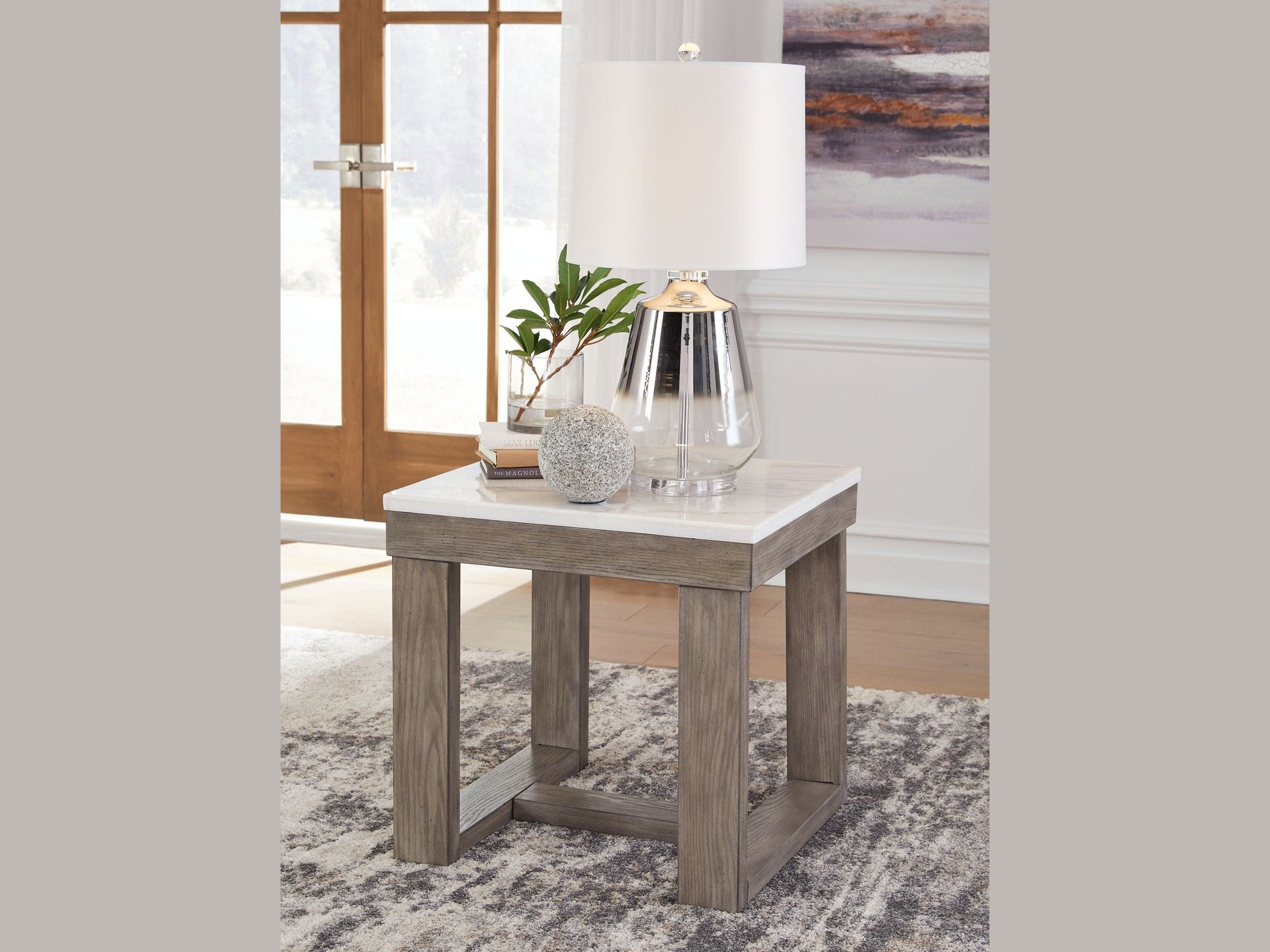 Loyaska - Square End Table - Brown / Ivory