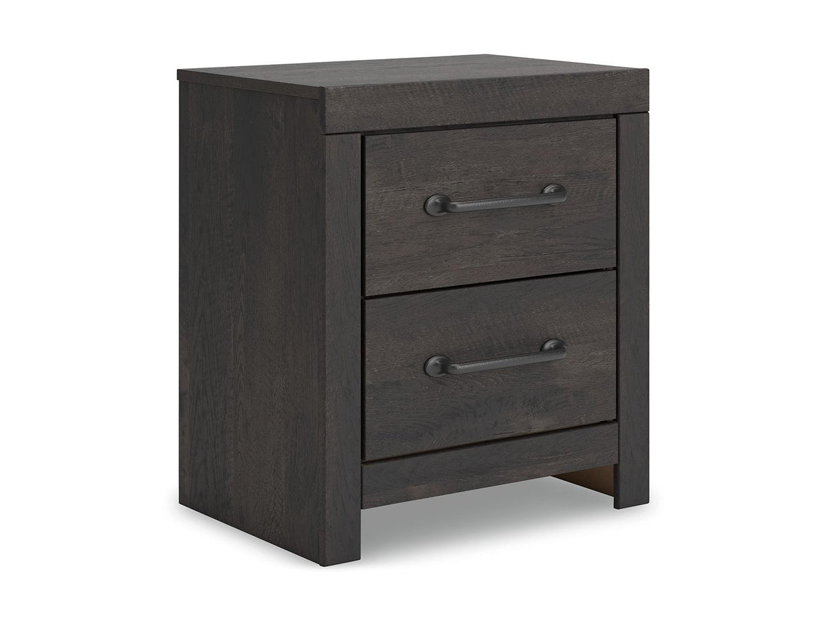Hollivern - Two Drawer Night Stand - Dark Gray