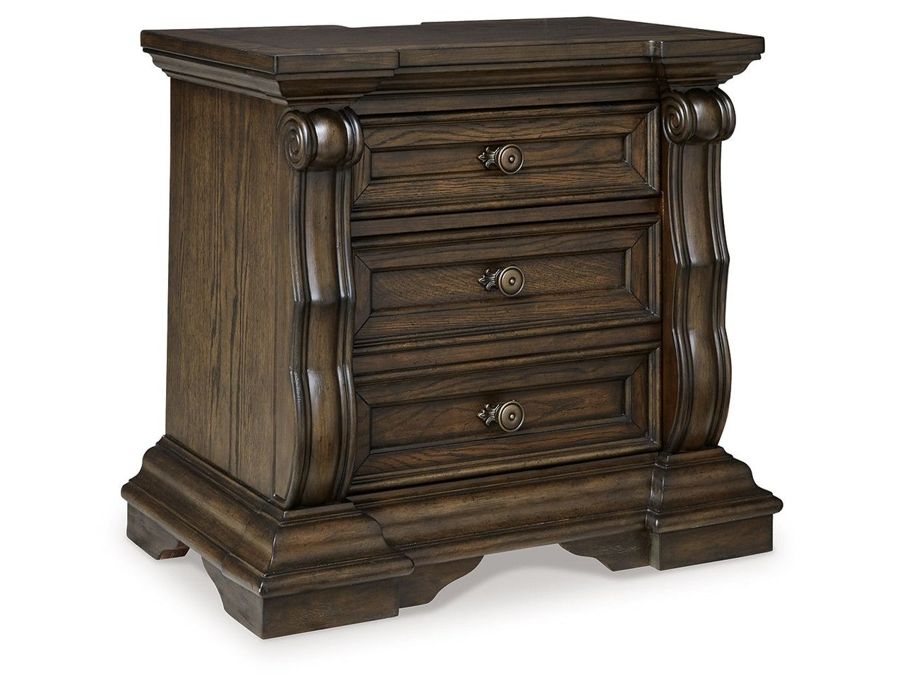 Maylee - Three Drawer Night Stand - Dark Brown