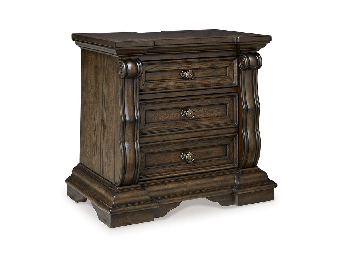 Maylee - Three Drawer Night Stand - Dark Brown