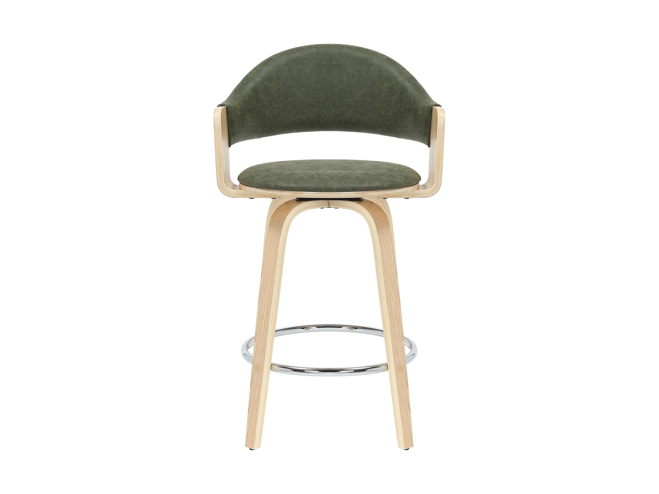 Daxton - Swivel Counter Height Round Back Wood Bar Stool With Faux Leather Seat