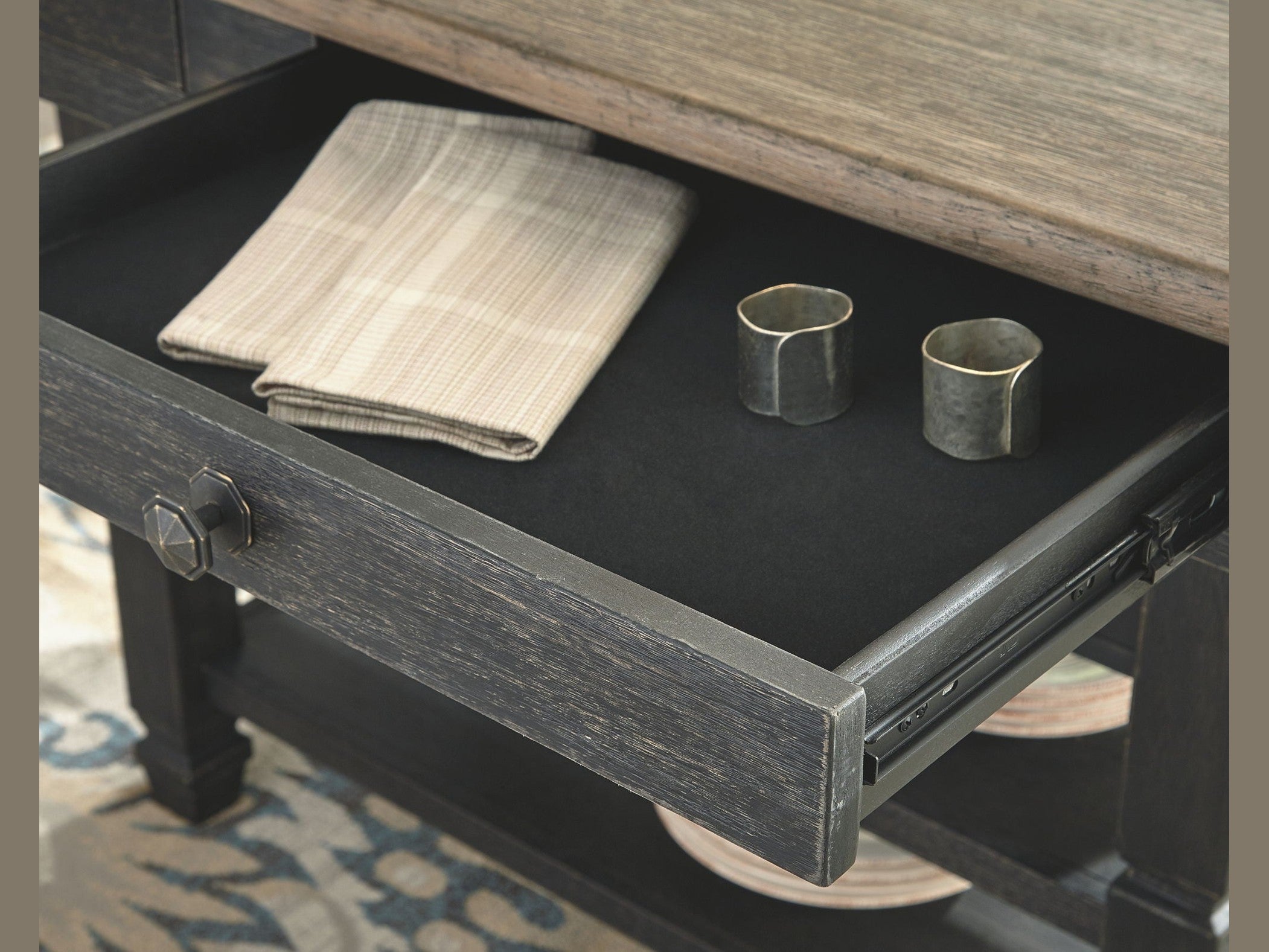 Tyler Creek - Rectangular Dining Room Counter Table - Black / Gray