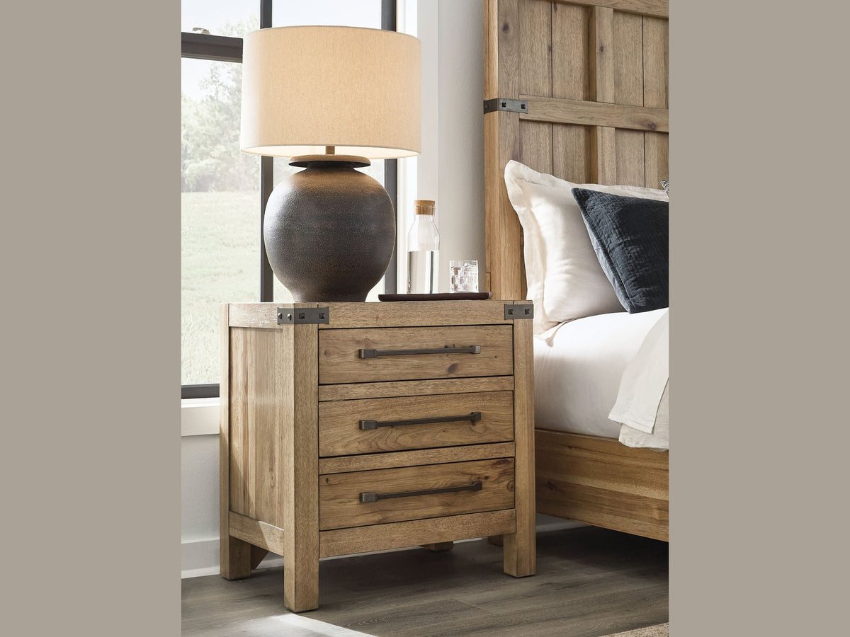 Ridgester - Three Drawer Night Stand - Light Brown