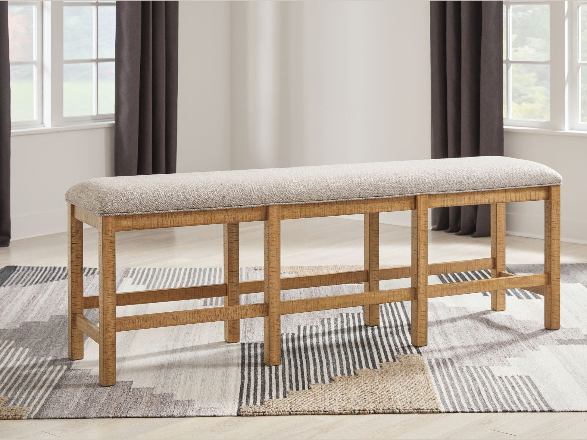 Havonplane - XL Counter Height Upholstered Dining Bench - Brown