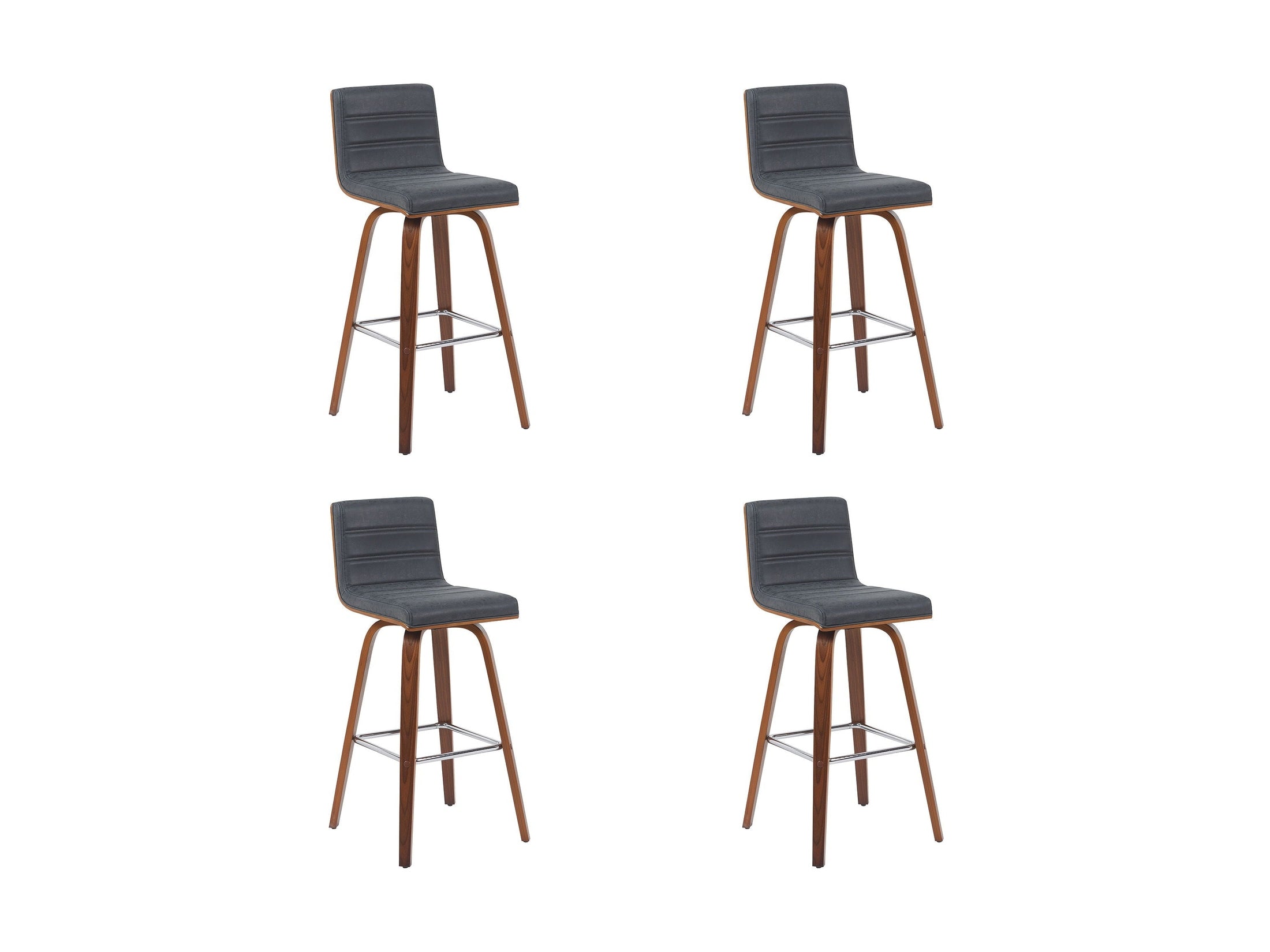 Vienna - Modern Swivel Bar Height Stool - Walnut Finished Wood Frame