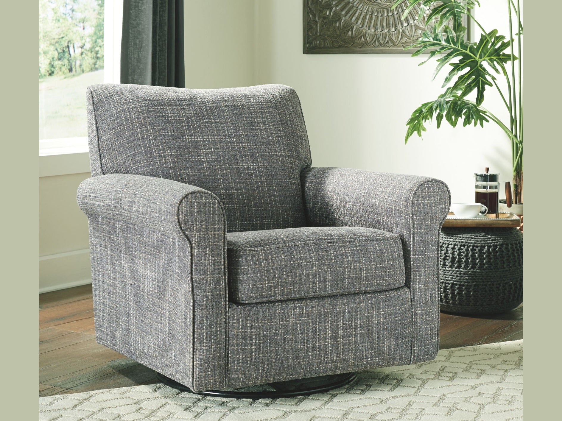 Renley - Swivel Glider Accent Chair - Ash