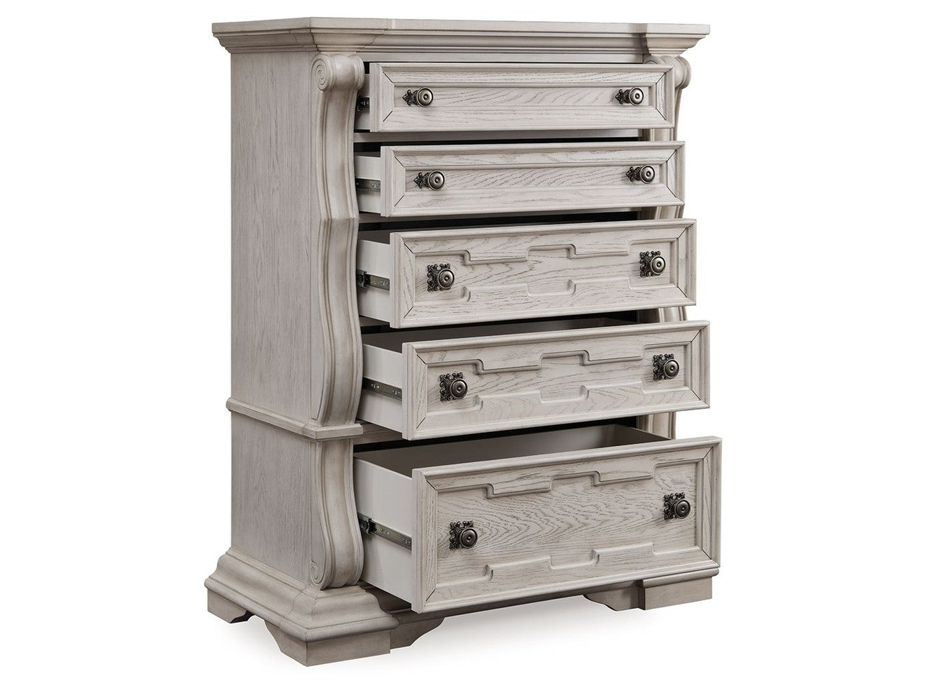 Andonhall - Five Drawer Chest - Antique White