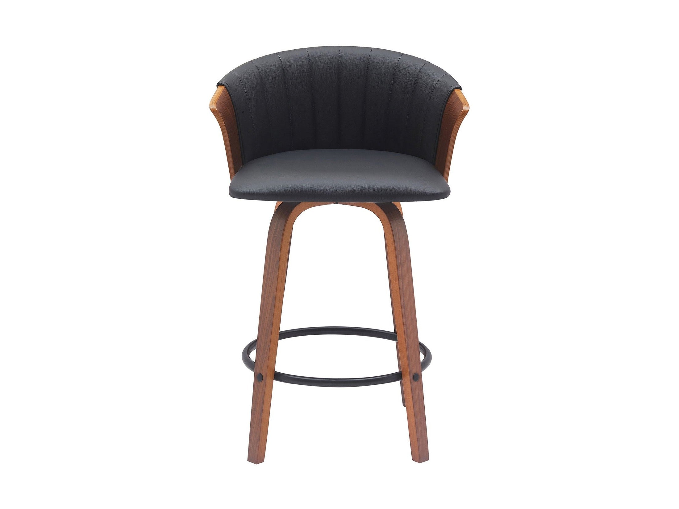 Diana - Swivel Walnut Wood Faux Leather Counter Stool