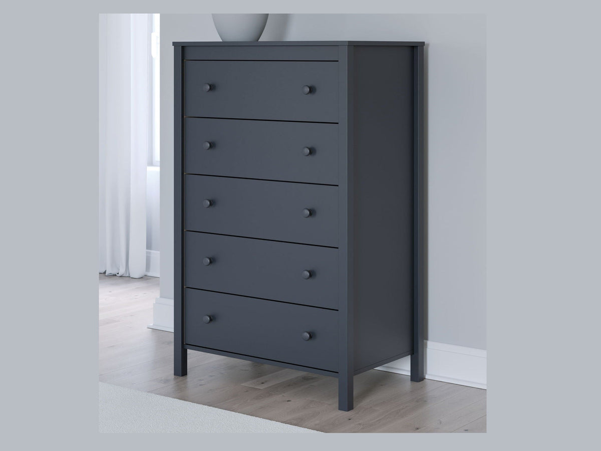Simmenfort - Five Drawer Chest - Navy Blue