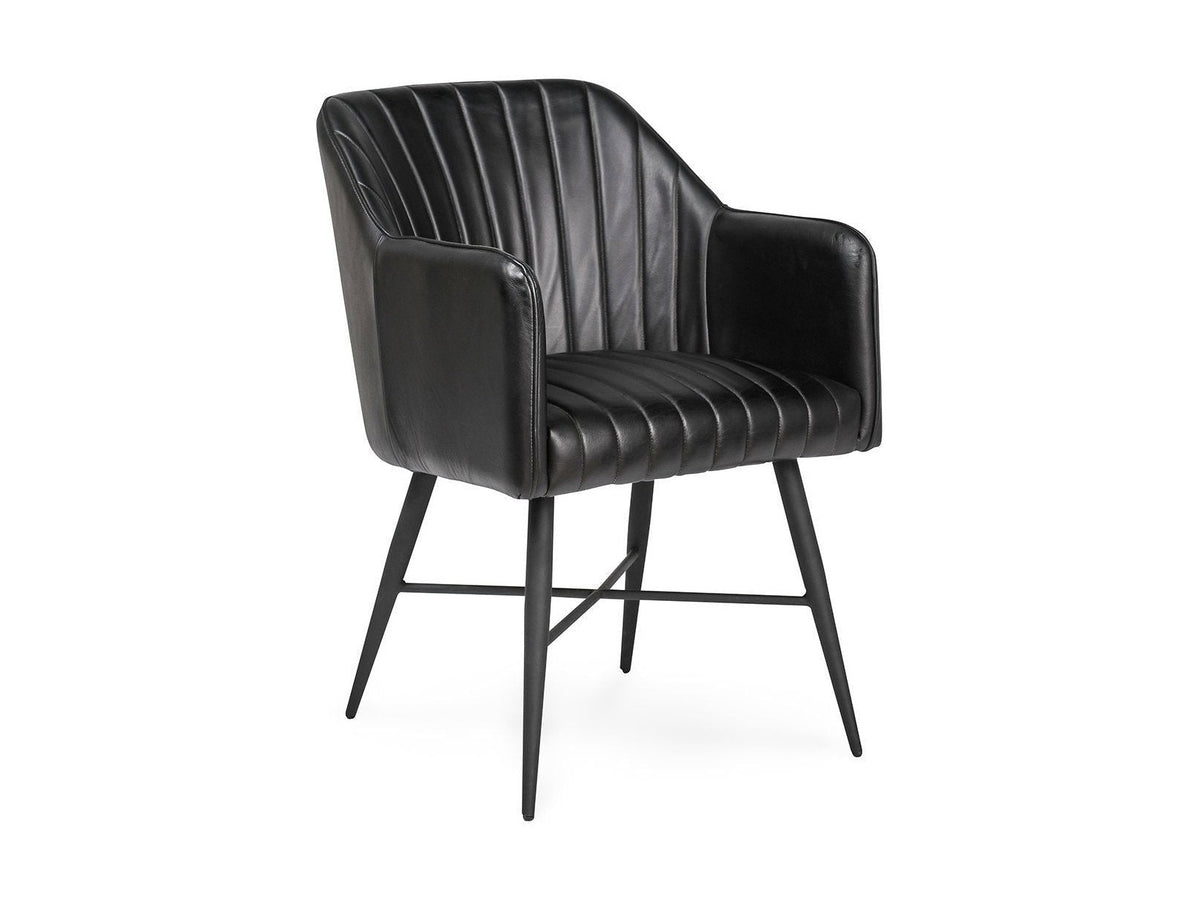 Leon - Leather Dining Chair - Midnight Raven