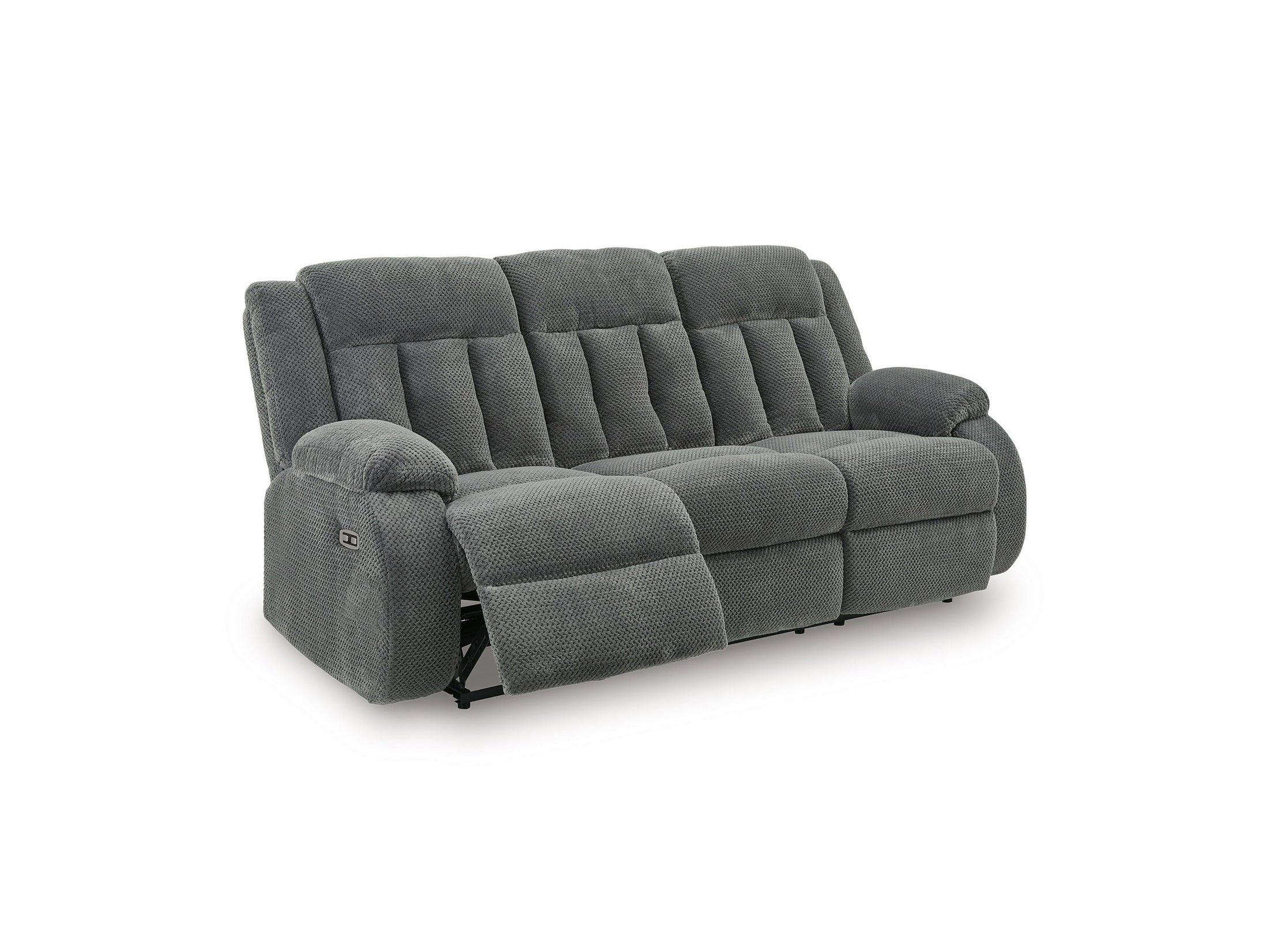 Observation - Reclining Power Sofa With Drop Down Table - Steel