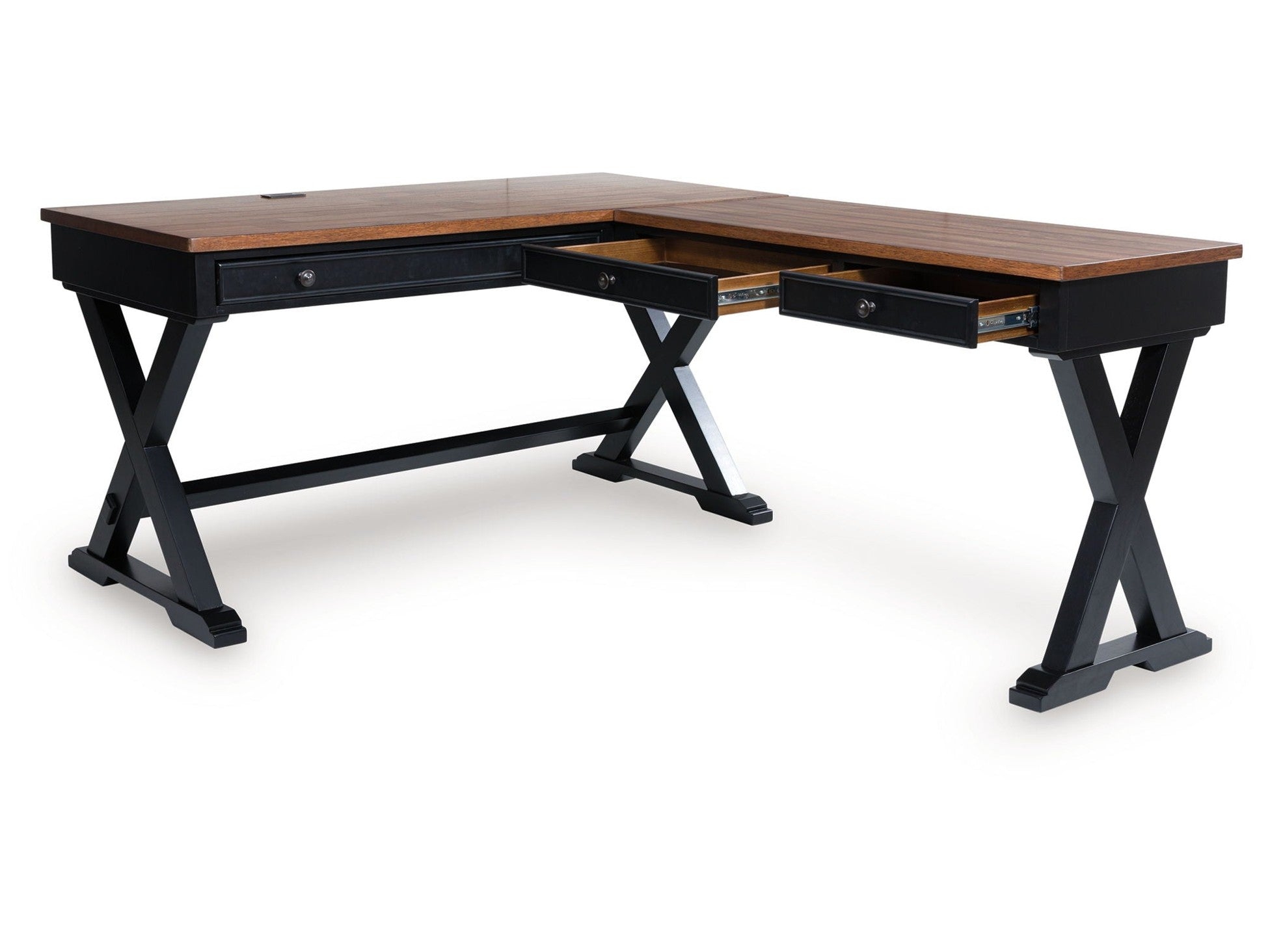 Wildenauer - Home Office Desk And Return - Brown / Black