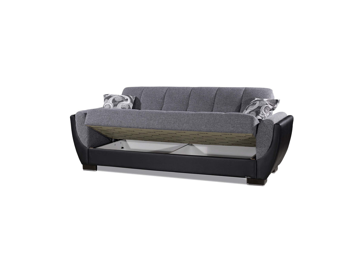 Ottomanson Armada Air - Upholstered Convertible Sofabed With Storage - Gray/Black PU Polyester