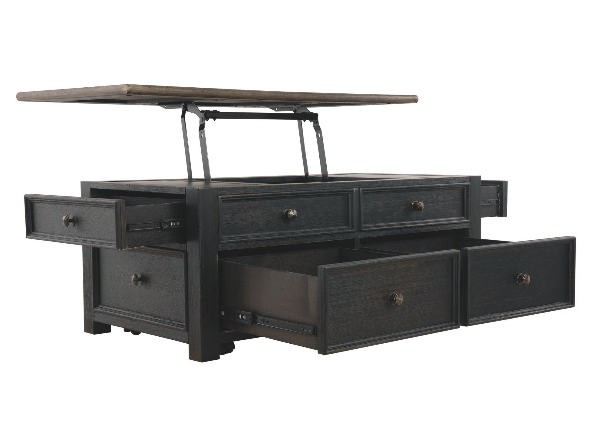 Tyler Creek - Lift Top Cocktail Table - Grayish Brown / Black