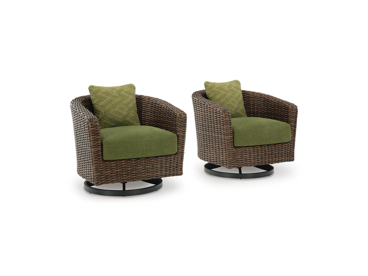 Horizon Hall - Swivel Lounge With Cushion - Brown / Green