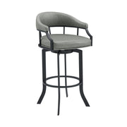 Edy - Swivel 30" Black Finish And Faux Leather Bar Stool - Gray