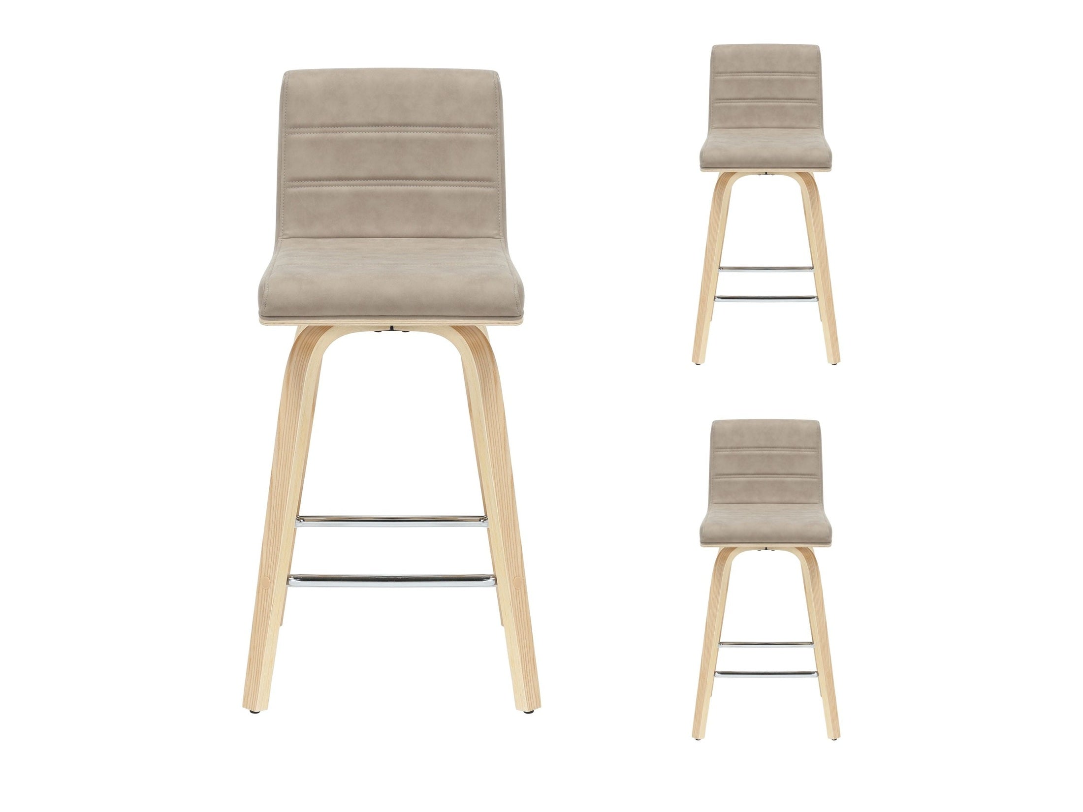 Vienna - 35.5" Swivel Counter Height Square Back Wood Bar Stool With Faux Leather Seat