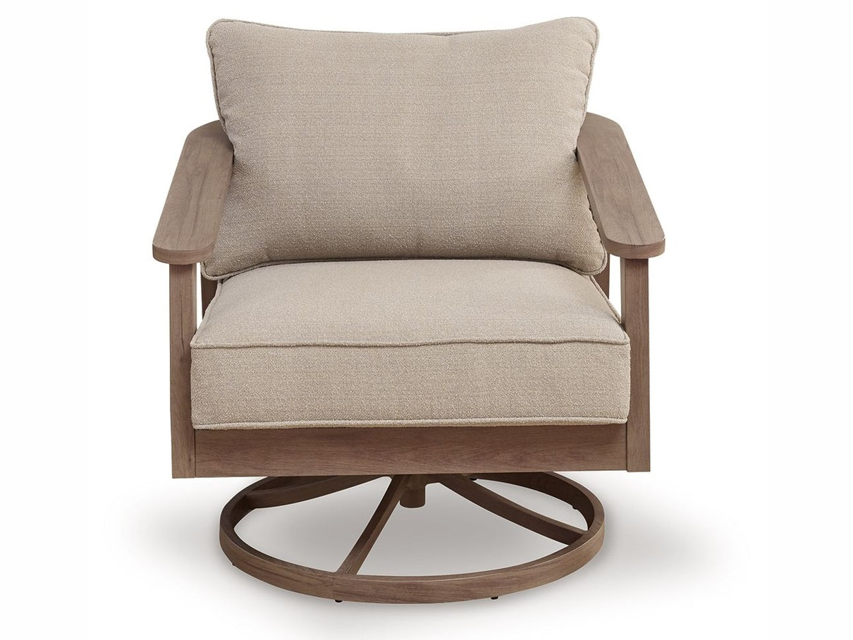 Francis Beach - Swivel Lounge With Cushion - Natural / Gray