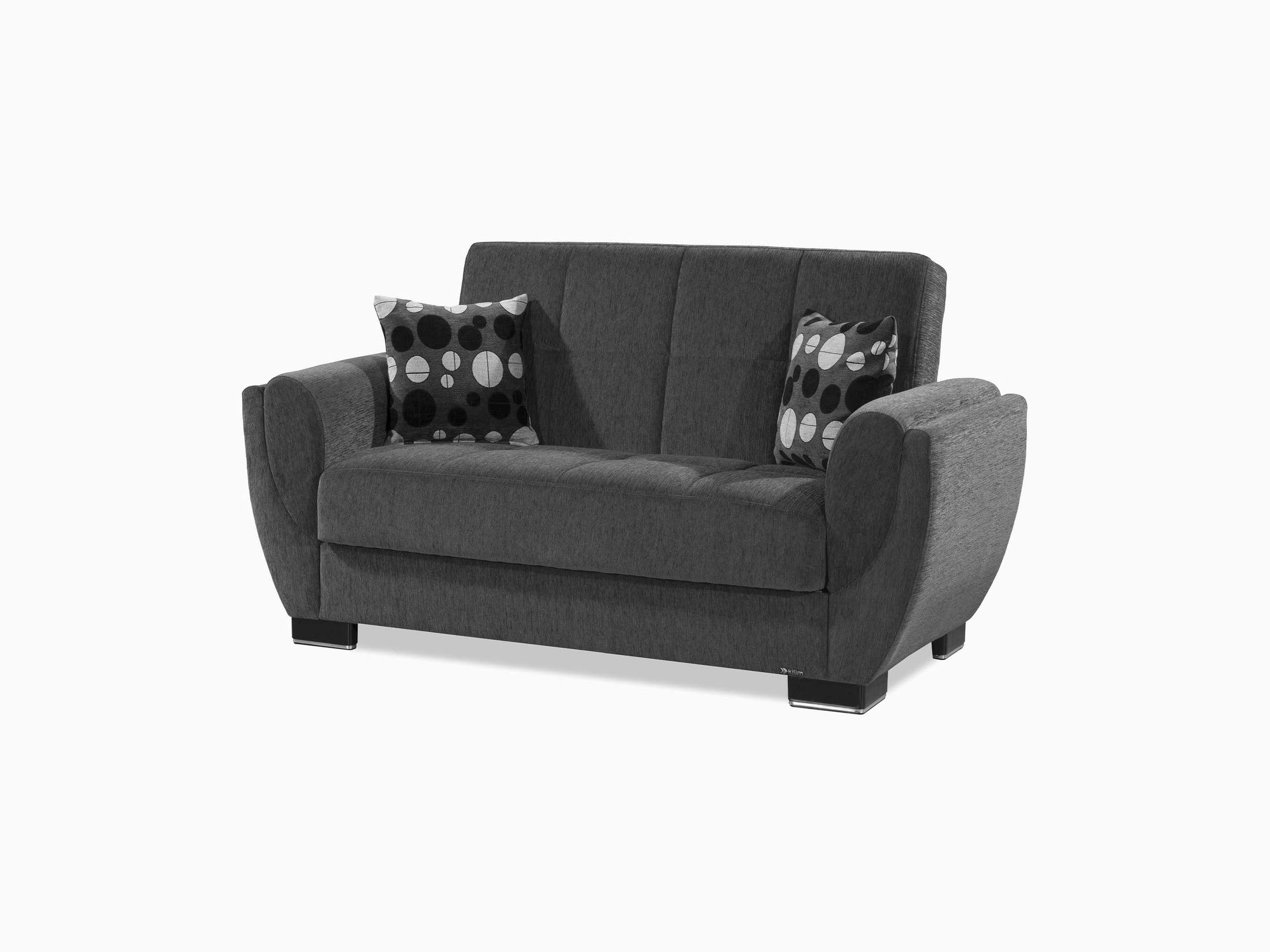 Ottomanson Armada Air - Upholstered Convertible Loveseat With Storage - Gray Chenille