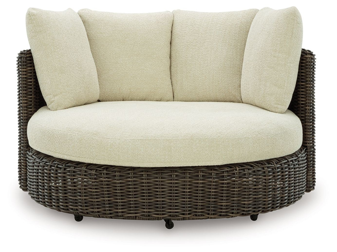 Kimora - Swivel Lounge Chair With Cushion - Beige / Dark Brown