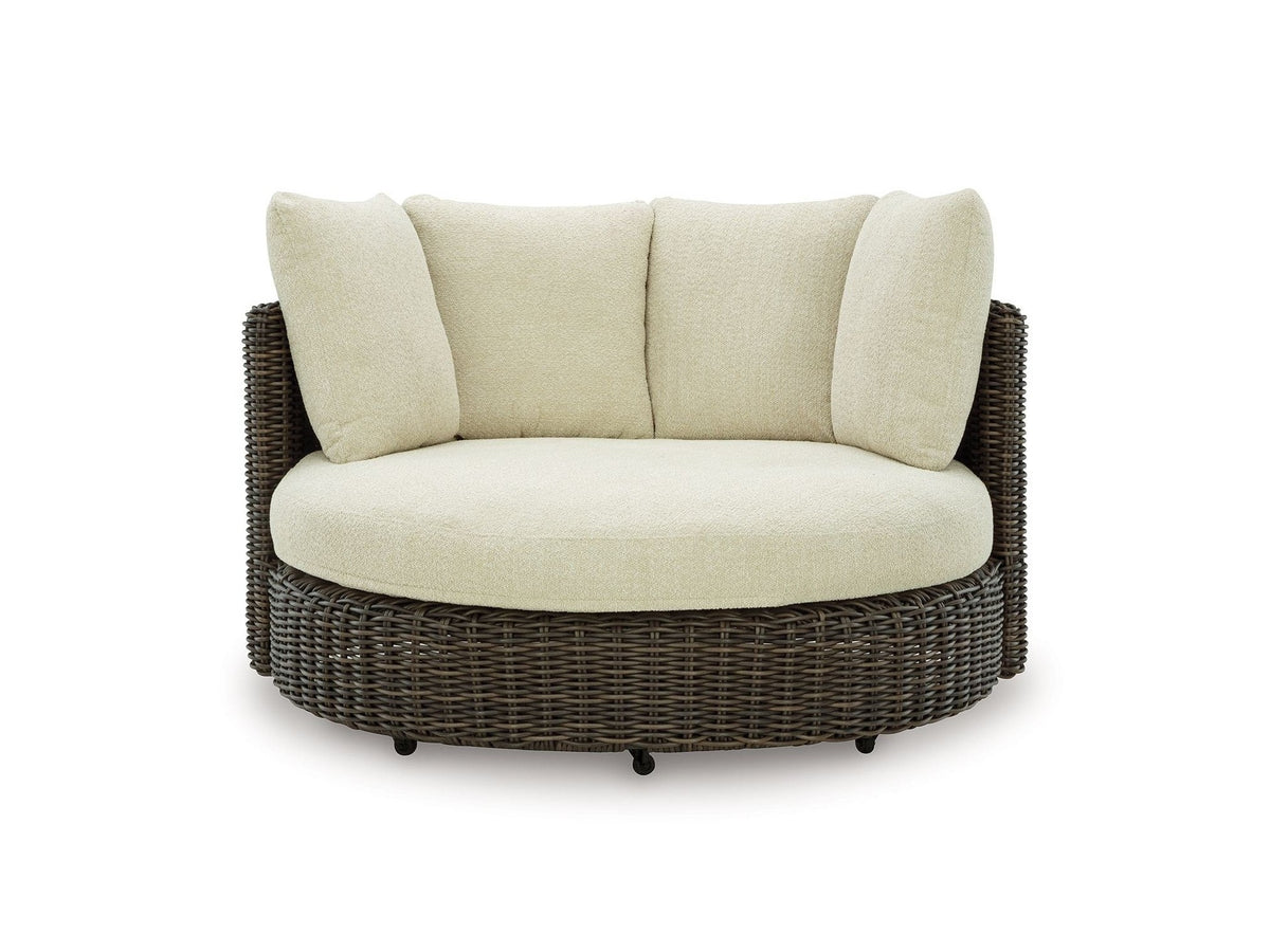 Kimora - Swivel Lounge Chair With Cushion - Beige / Dark Brown
