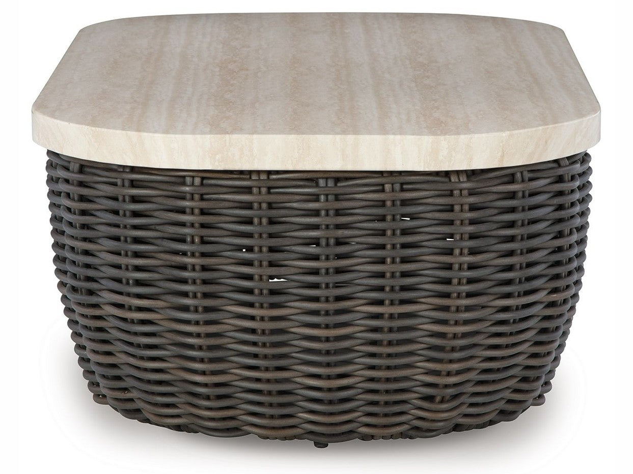 Kimora - Rectangular Cocktail Table - Beige / Dark Brown