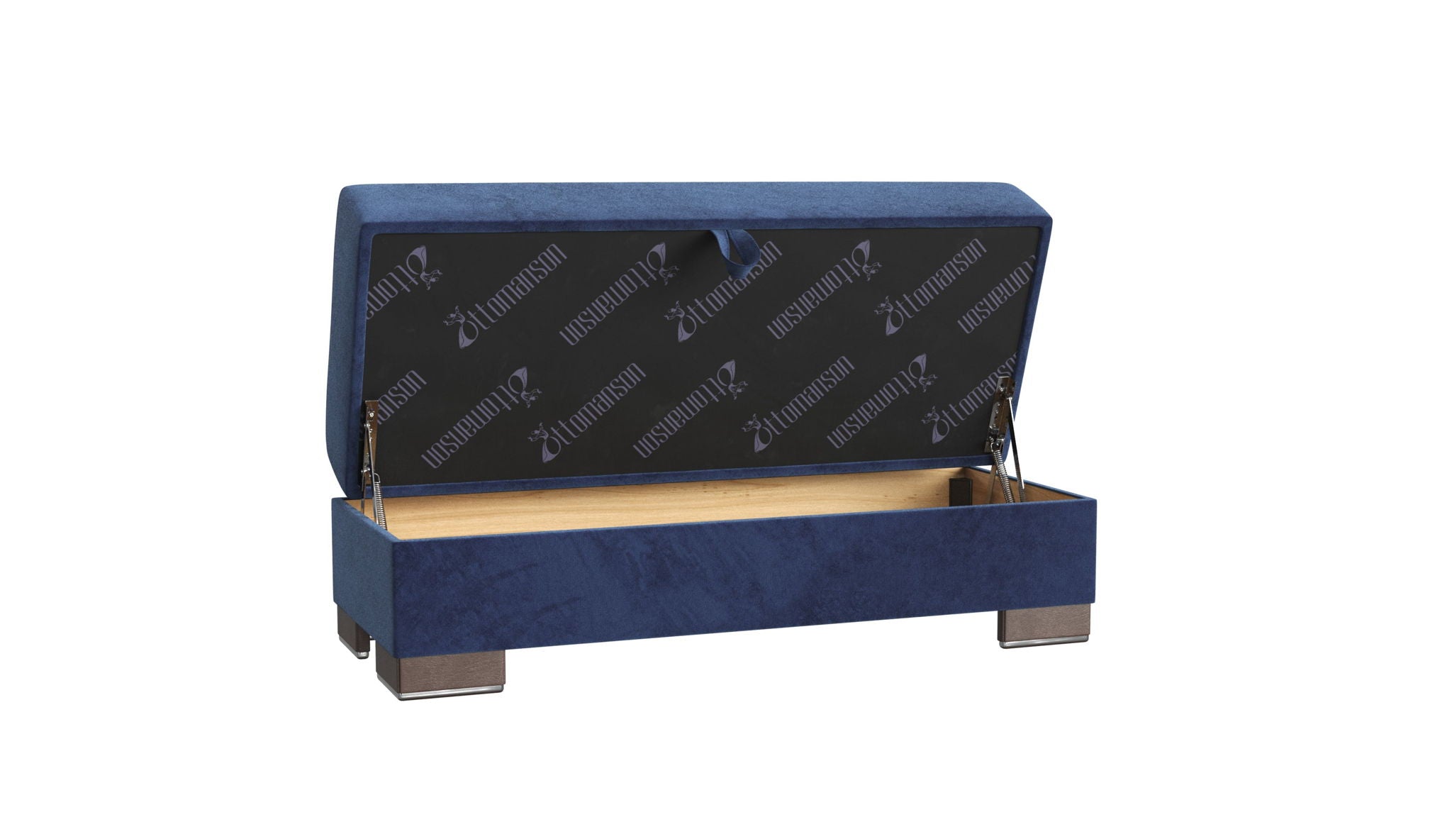 Ottomanson Armada X - Upholstered Convertible Wood Trimmed Ottoman With Storage - Microfiber