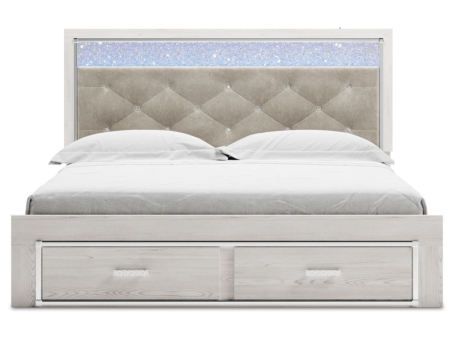 Altyra - King Upholstered Storage Bed - White