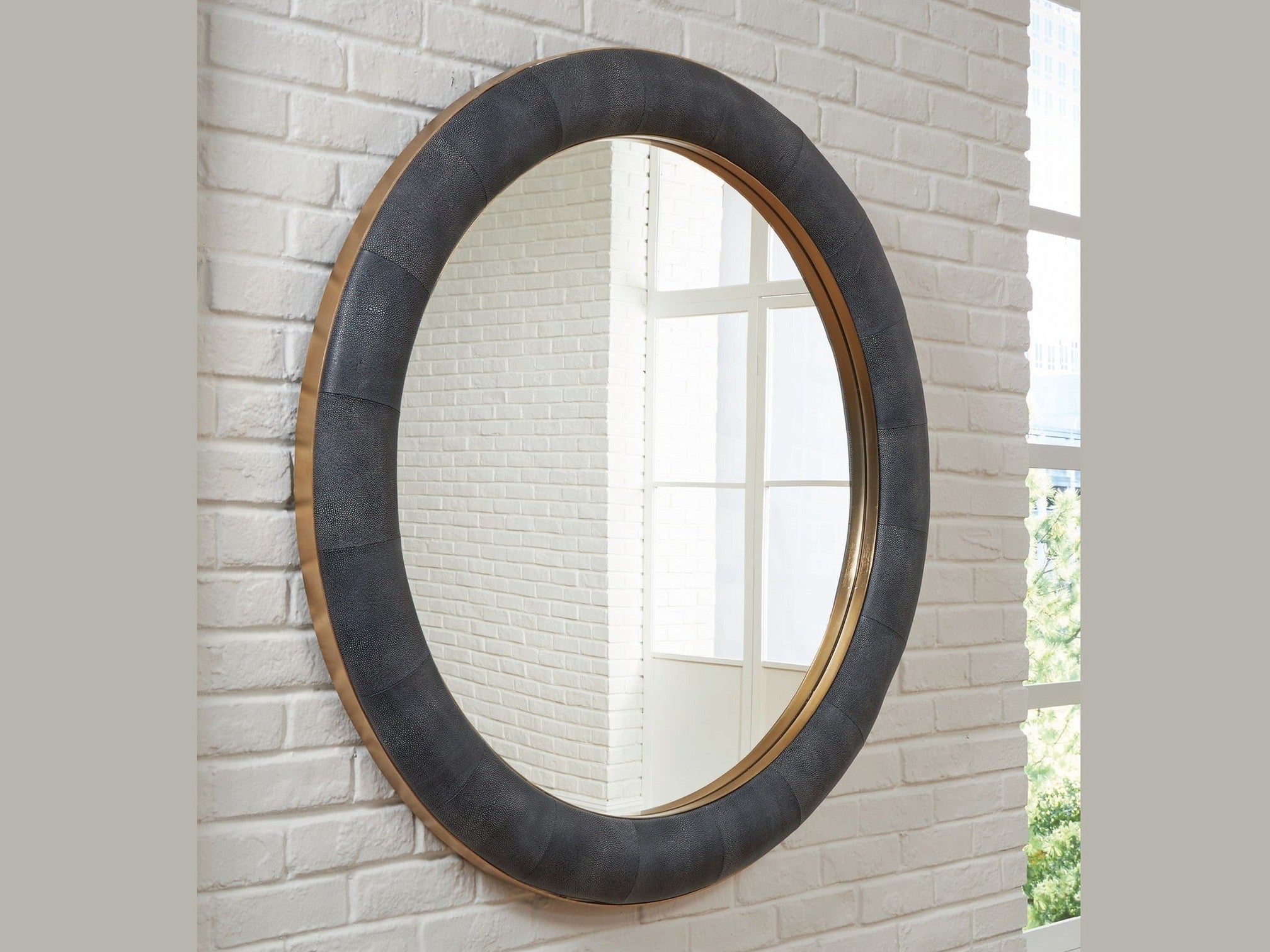 Corinsworth - Accent Mirror - Charcoal / Brass Finish
