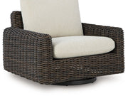 Kimora - Swivel Glider Lounge With Cushion - Beige / Dark Brown