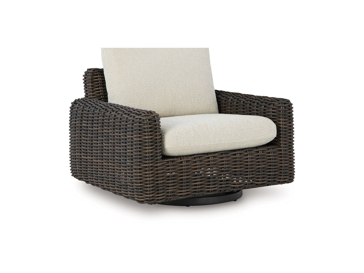 Kimora - Swivel Glider Lounge With Cushion - Beige / Dark Brown