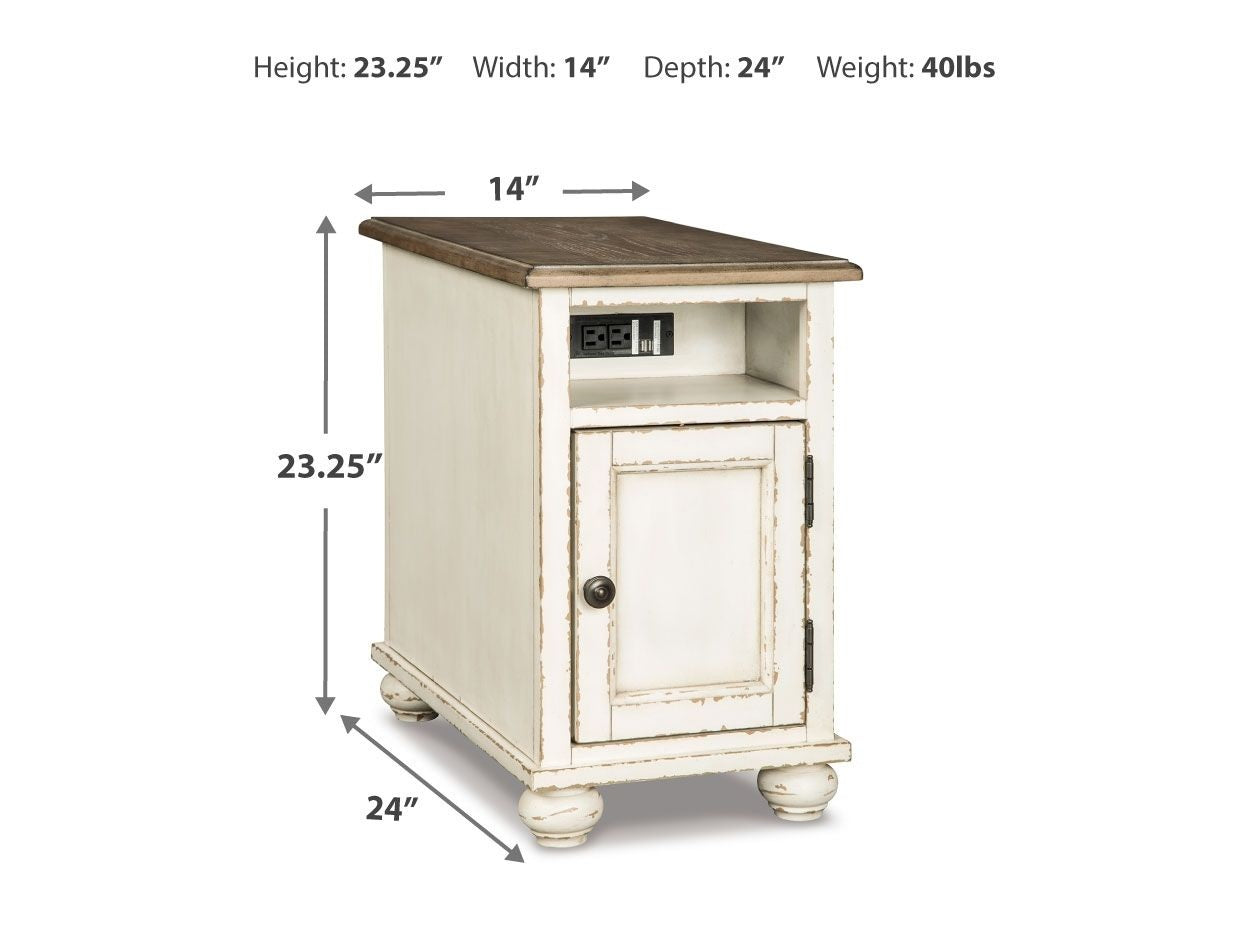 Realyn - Chair Side End Table - AC / USB - White / Brown