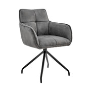Noah - Fabric And Metal Legs Dining Room Accent Chair (Set of 2) - Charcoal / Black