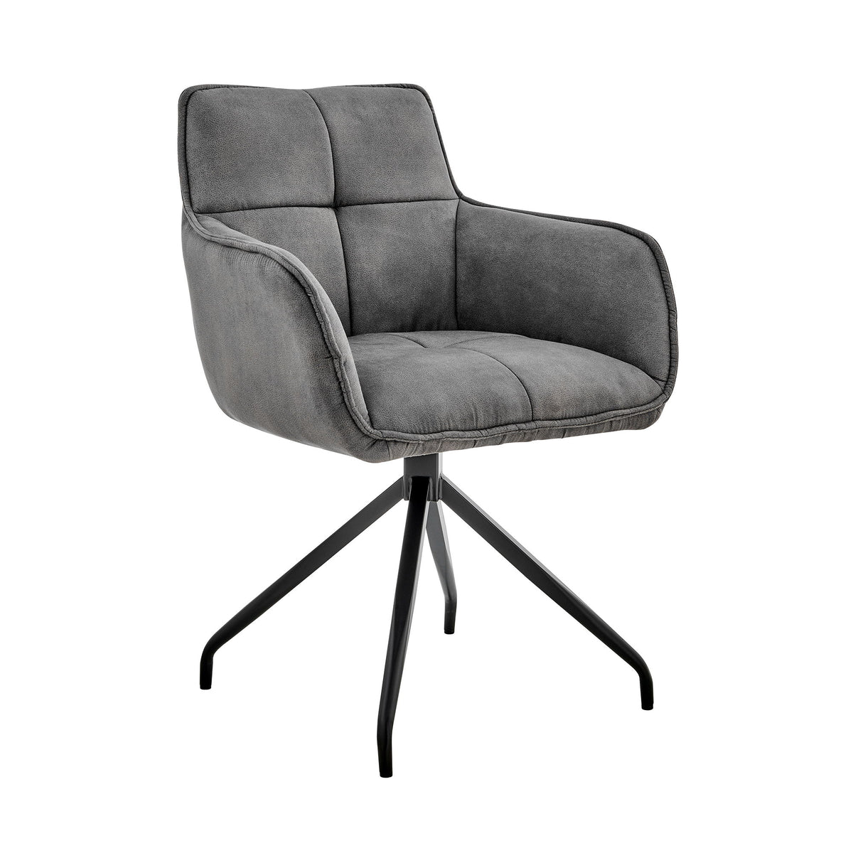 Noah - Fabric And Metal Legs Dining Room Accent Chair (Set of 2) - Charcoal / Black