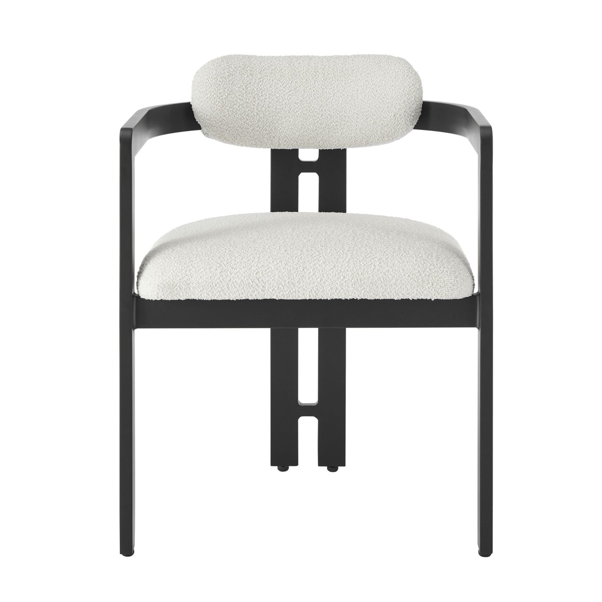 Jazmin - Outdoor Dining Chair With Boucle Cushion And Powder Coated Aluminum Frame (Set of 2) - Cream / Black