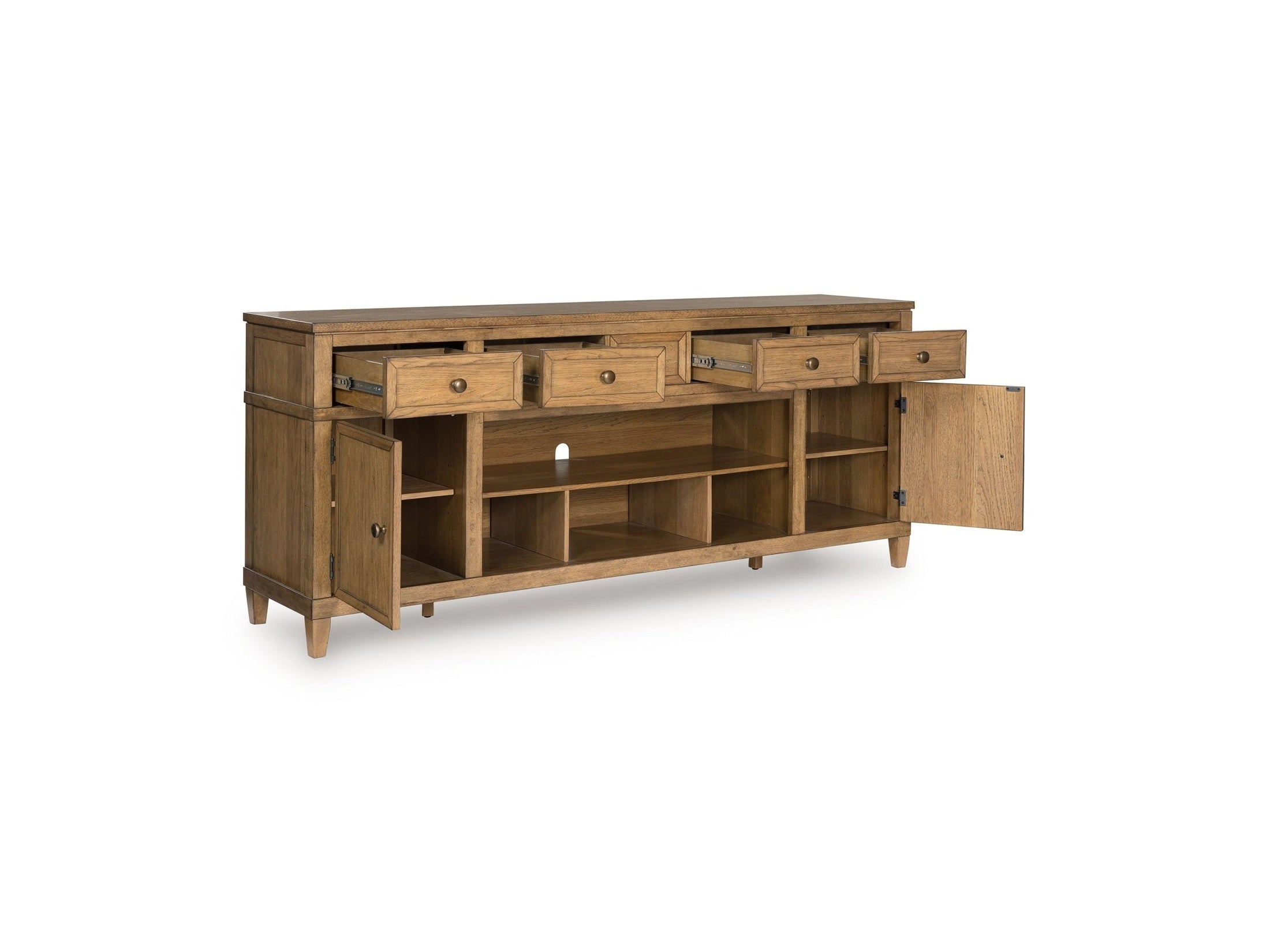 Sharlance - XL TV Stand With Fireplace Option - Light Brown