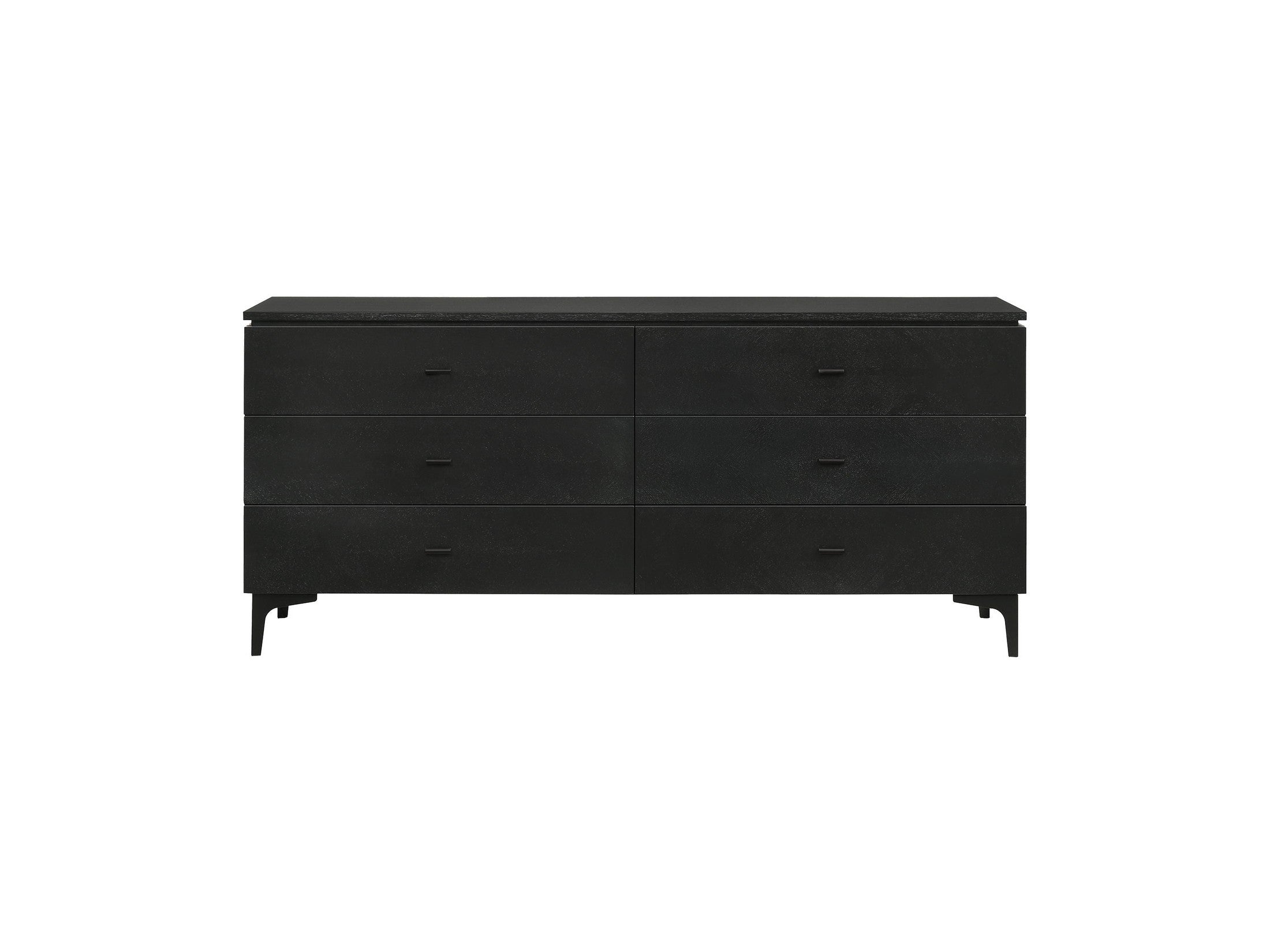 Legend - 6 Drawer Dresser With Metal Legs - Black Glaze Ash