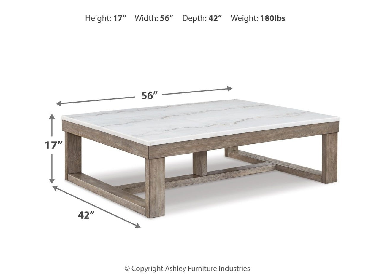 Loyaska - Rectangular Cocktail Table - Brown / Ivory