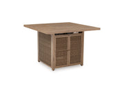 Walton Bridge - Square Bar Table W/Fire Pit - Driftwood