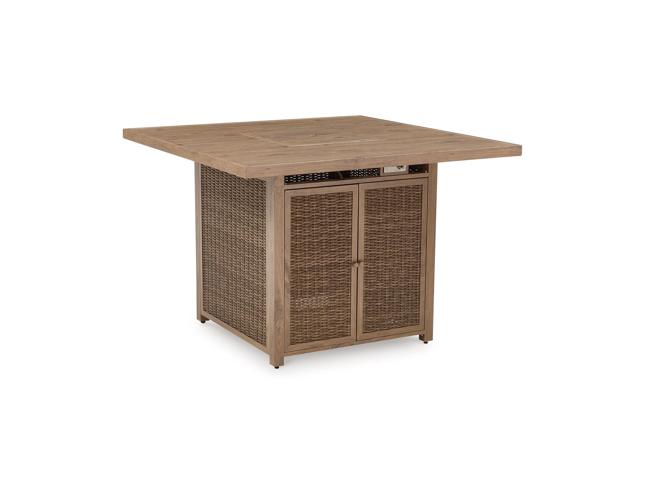 Walton Bridge - Square Bar Table W/Fire Pit - Driftwood