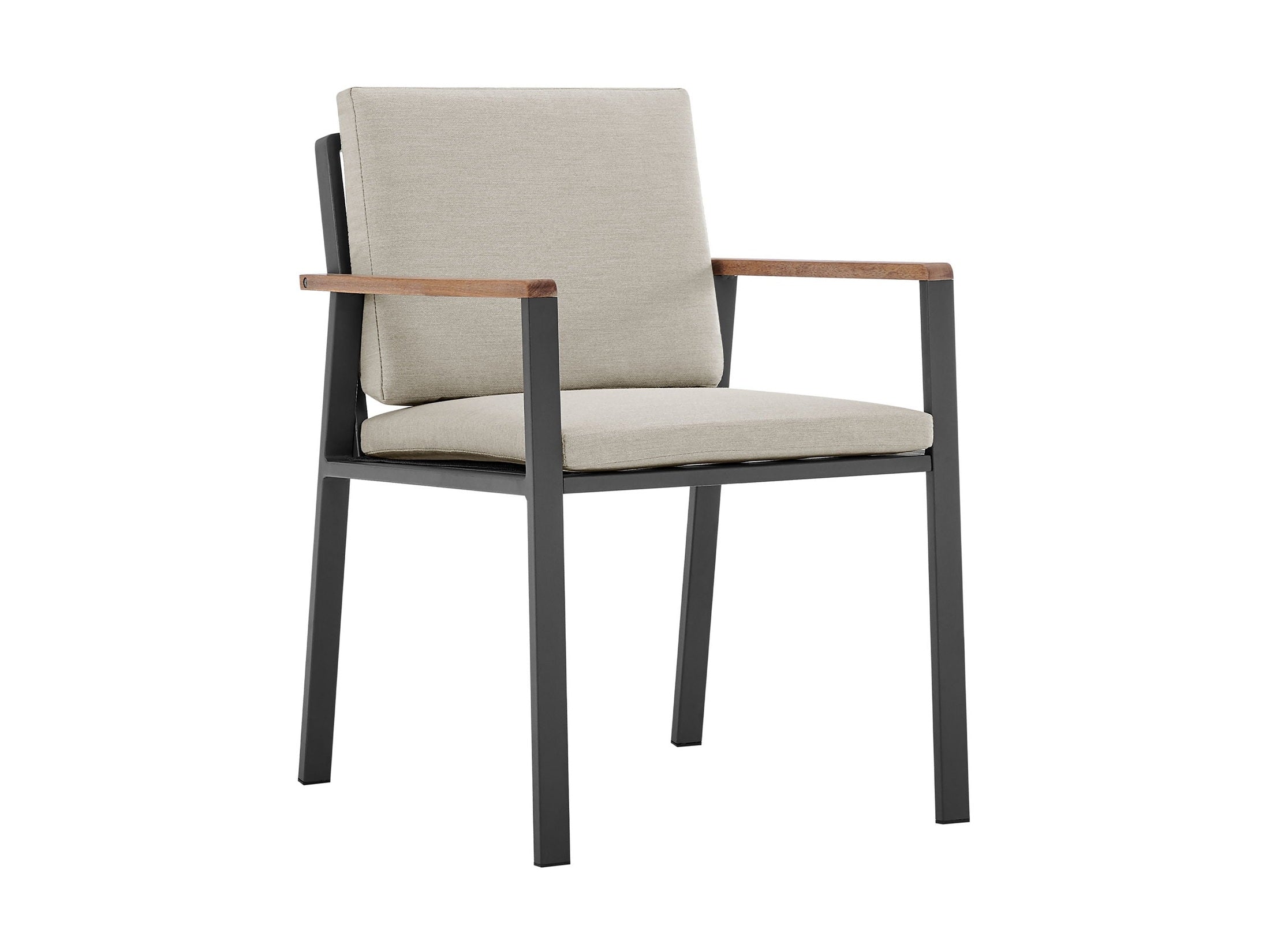 Nofi - Outdoor Patio Dining Chair With Cushions (Set of 2) - Charcoal / Taupe