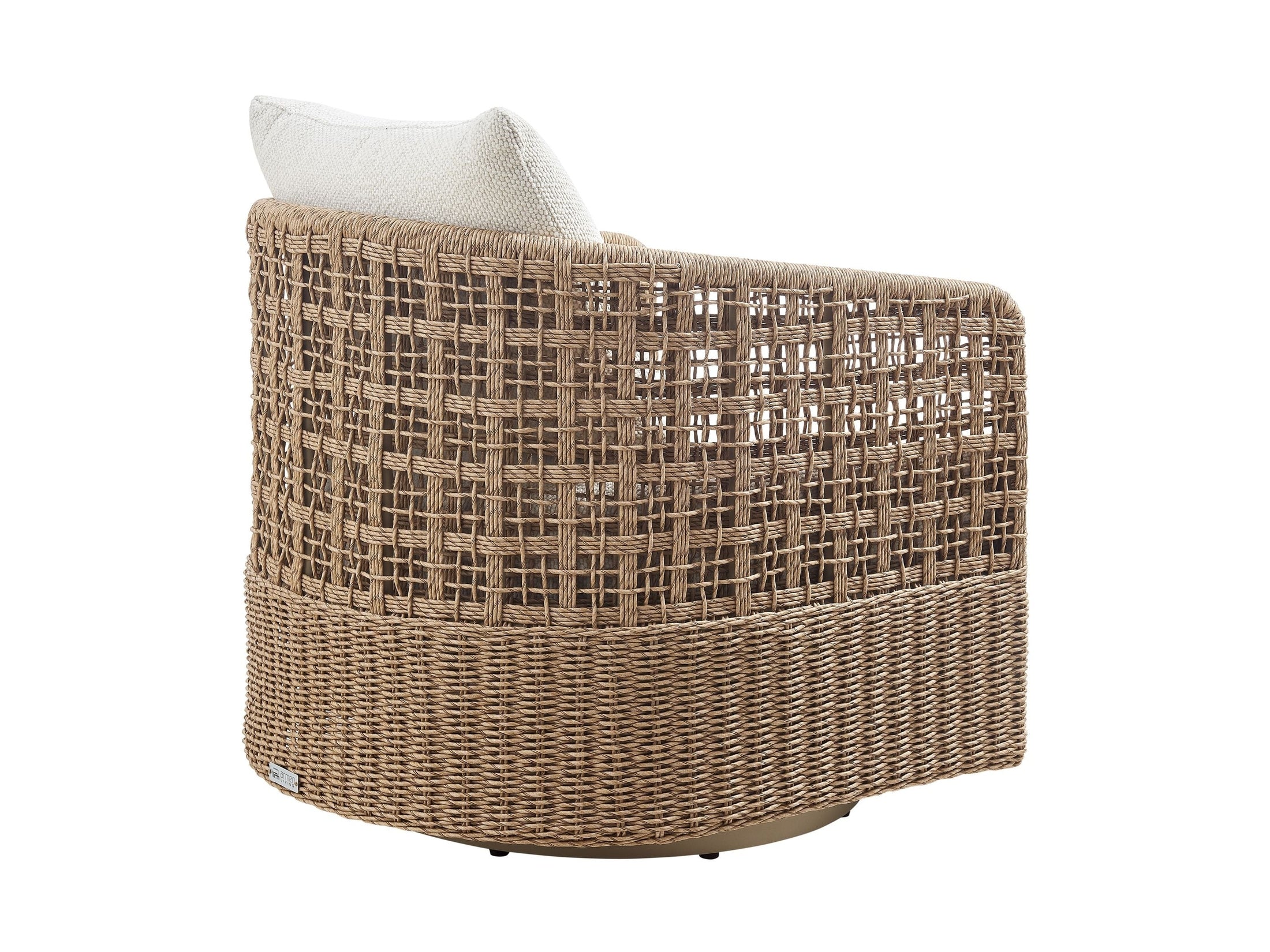 Driftbay - Metal Outdoor Swivel Lounge Chair With Cushions - Boucle White / Natural