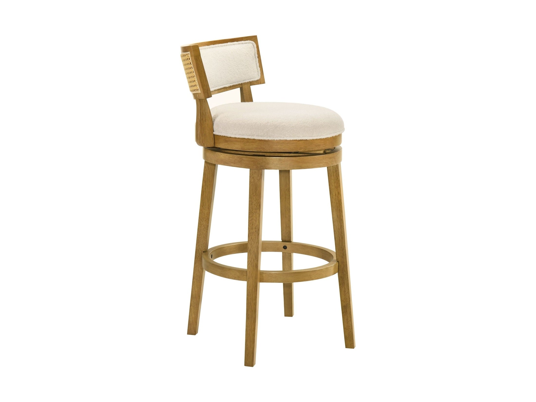 Noely - Modern Farmhouse Swivel Wood Bar Height Kitchen Bar Stool