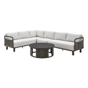 Brampton - 2-Piece Powder Coated Metal Outdoor Conversation Set With Cushions - Gray / Off White