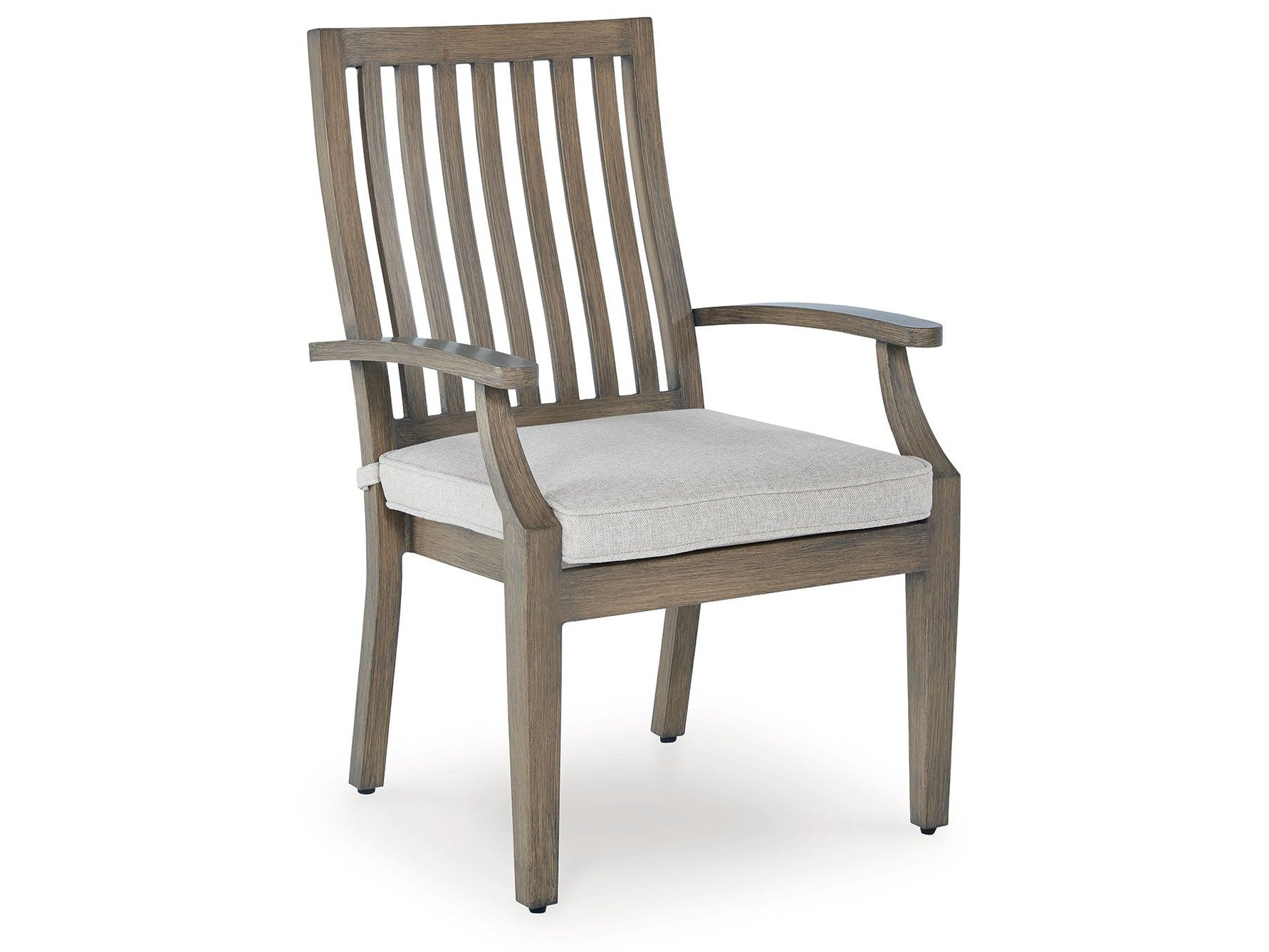 Wooden chair with a white cushion on a white background