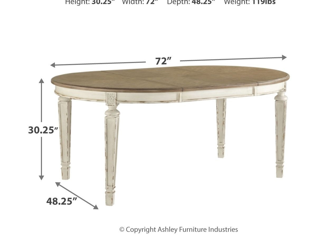 Realyn - Oval Dining Room Extension Table - Chipped White