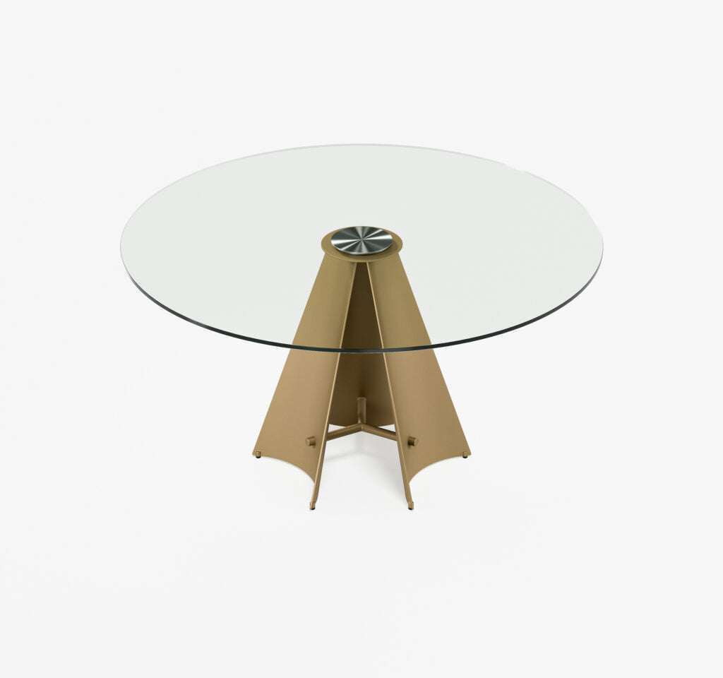 Elite Modern Pinnacle Round Dining Table with Glass Top