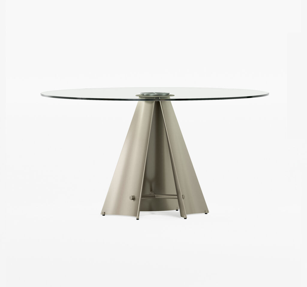 Elite Modern Pinnacle Round Dining Table with Glass Top