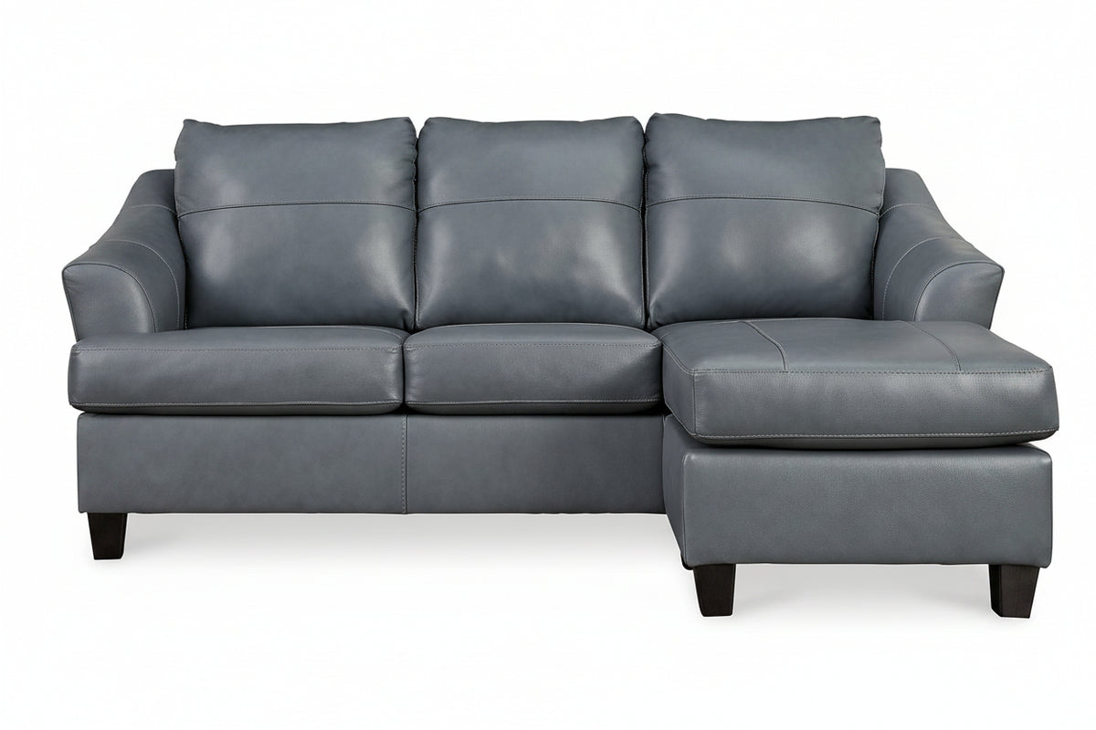 Gray leather sectional sofa on a white background